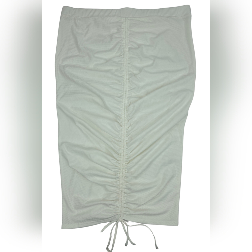 Curvy Sense 3X Ruched Midi Skirt in White 2606-U